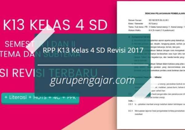 Download RPP Tematik Kelas 4 SD Revisi 2017